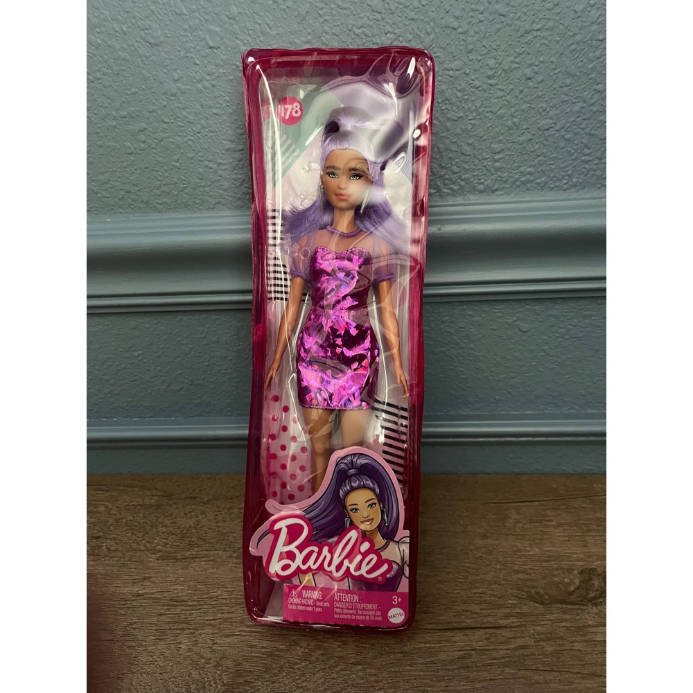 Barbie Doll Purple Fashion Dress Glitter Sparkle Toy New In Box‎